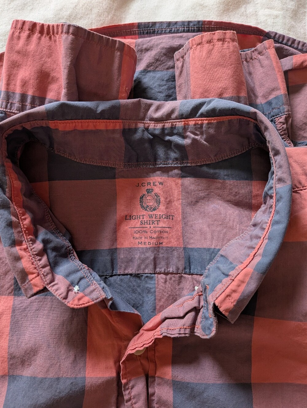 J. Crew Men's Pink and Blue Check Button-Down Shirt - Picture 3 of 3